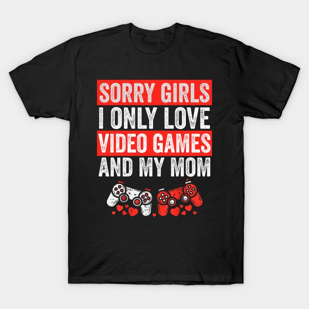 Boys Valentines Day Design for Kids Video Games Funny Gamer T-Shirt by Neldy